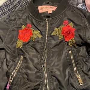 Urban Republic Satin Bomber Jacket with Rose embroidery 3T